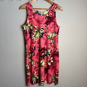 Aloha Hut Women's Tropical Hawaiian Floral Tank Sundress‎ Pink Large Beach